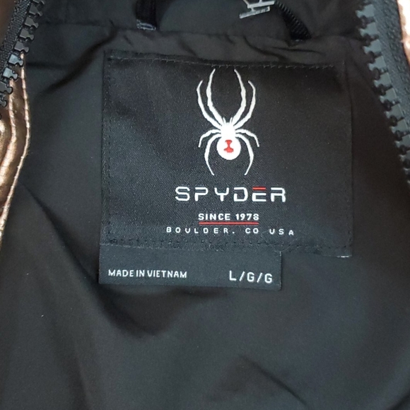Spyder water resistant rose gold puffy hoodie women jacket size L New - Picture 9 of 15